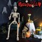 Halloween 36 Inches High Full Body Posable Standing Skeleton Decorations Outdoor with 18.8 Inches Long Skeleton Dog for Party Haunted House Supplies